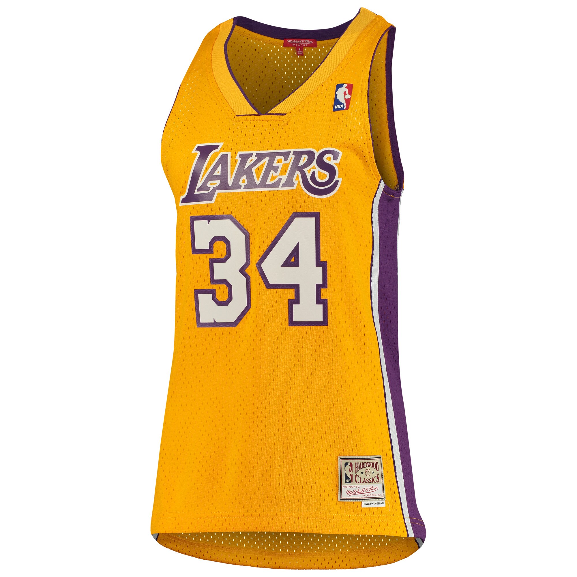 Alternative view of Shaquille O'neal Los Angeles Lakers Mitchell & Ness Women's 1999/00 Hardwood Classics Swingman Jersey - Gold