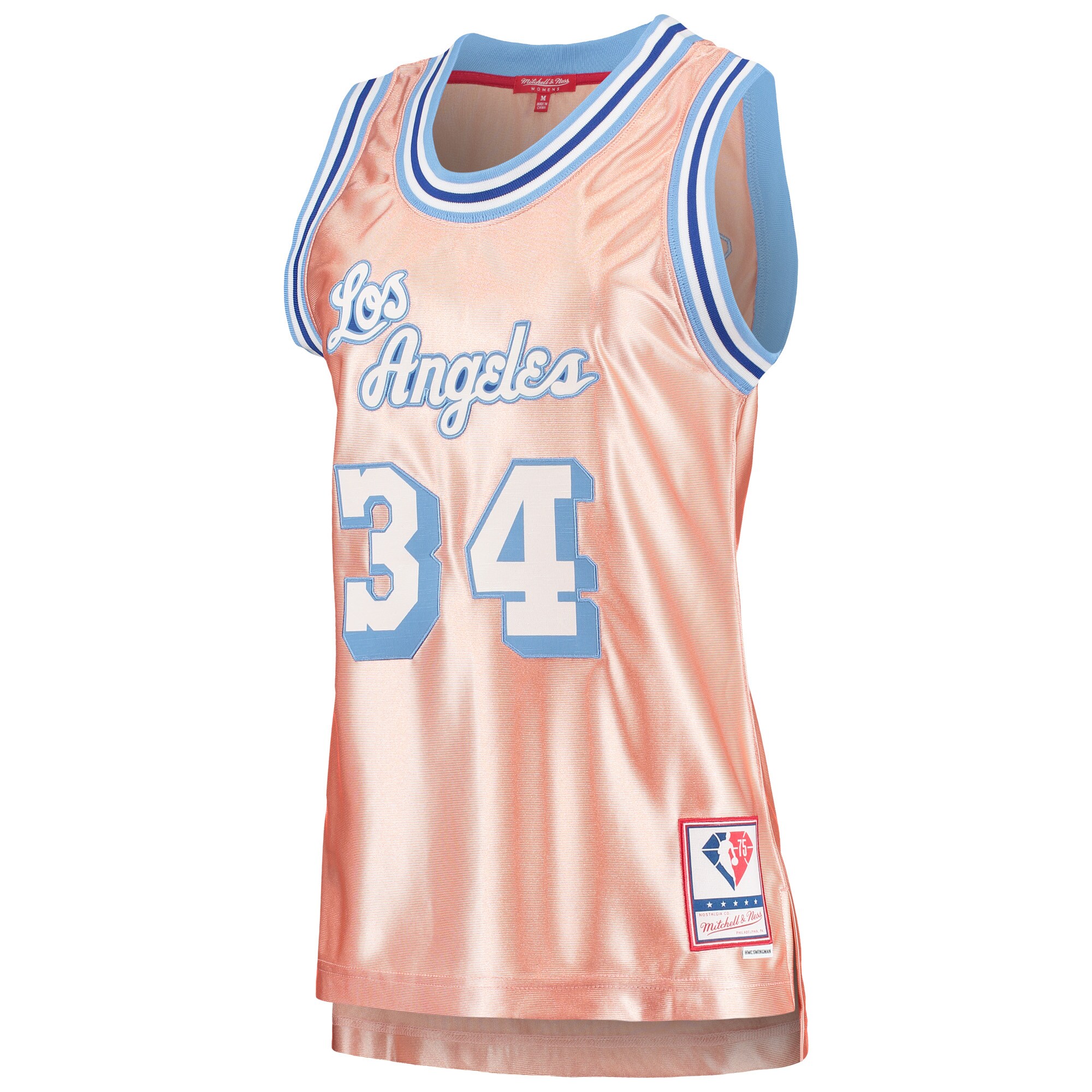 Alternative view of Shaquille O'neal Los Angeles Lakers Mitchell & Ness Women's 75th Anniversary Rose Gold 1996 Swingman Jersey - Pink
