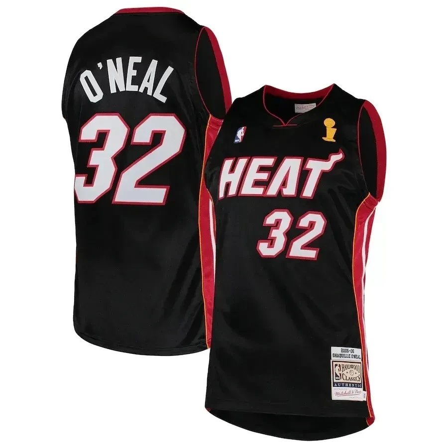 Shaquille O'neal Miami Heat Mitchell & Ness 2005-06 Hardwood Classics Jersey - Black - JS903 