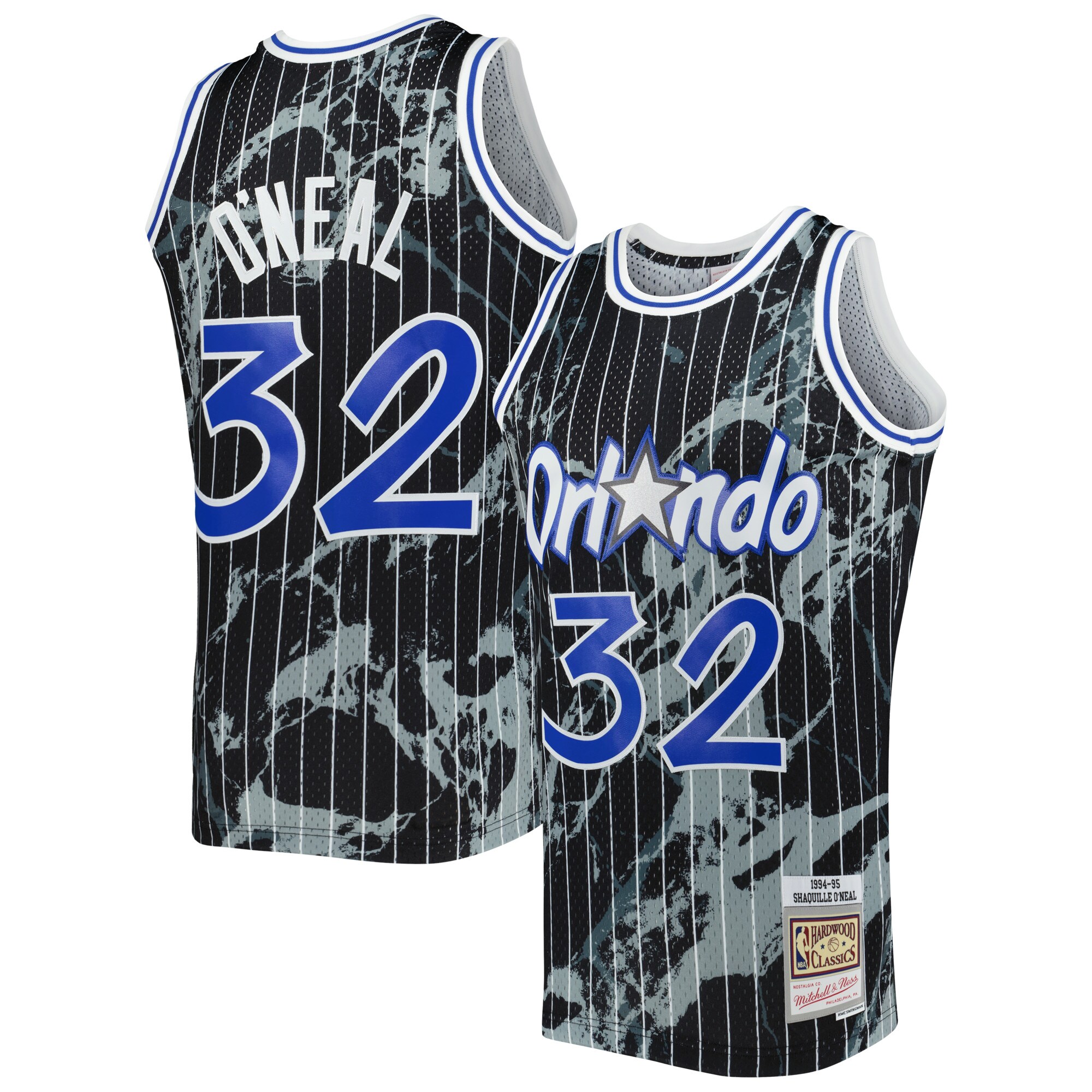 Alternative view of Shaquille O'neal Orlando Magic Mitchell & Ness 1994/95 Hardwood Classics Marble Swingman Jersey - Black