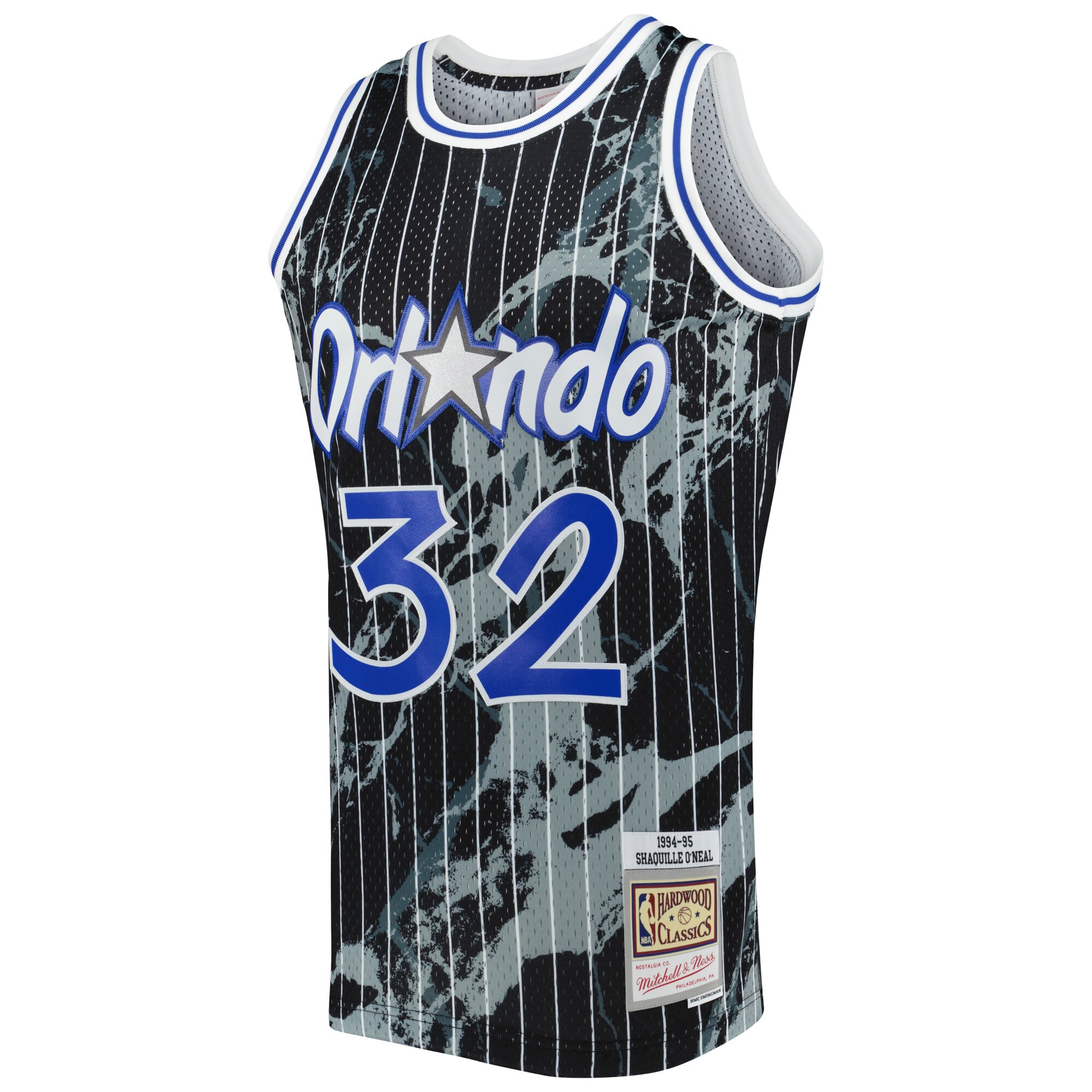 Alternative view of Shaquille O'neal Orlando Magic Mitchell & Ness 1994/95 Hardwood Classics Marble Swingman Jersey - Black