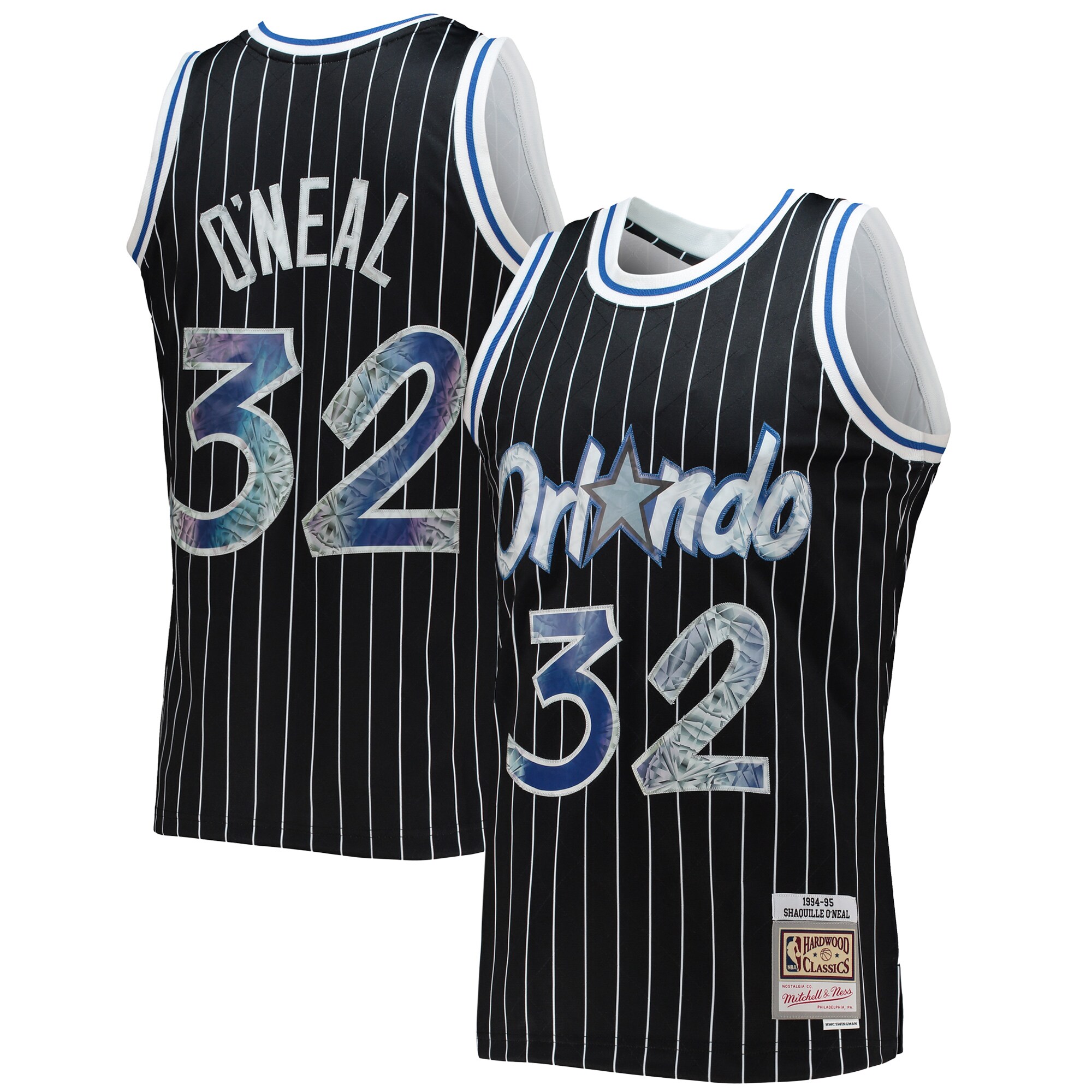 Alternative view of Shaquille O'neal Orlando Magic Mitchell & Ness 1996-97 Hardwood Classics Nba 75th Anniversary Diamond Swingman Jersey - Black