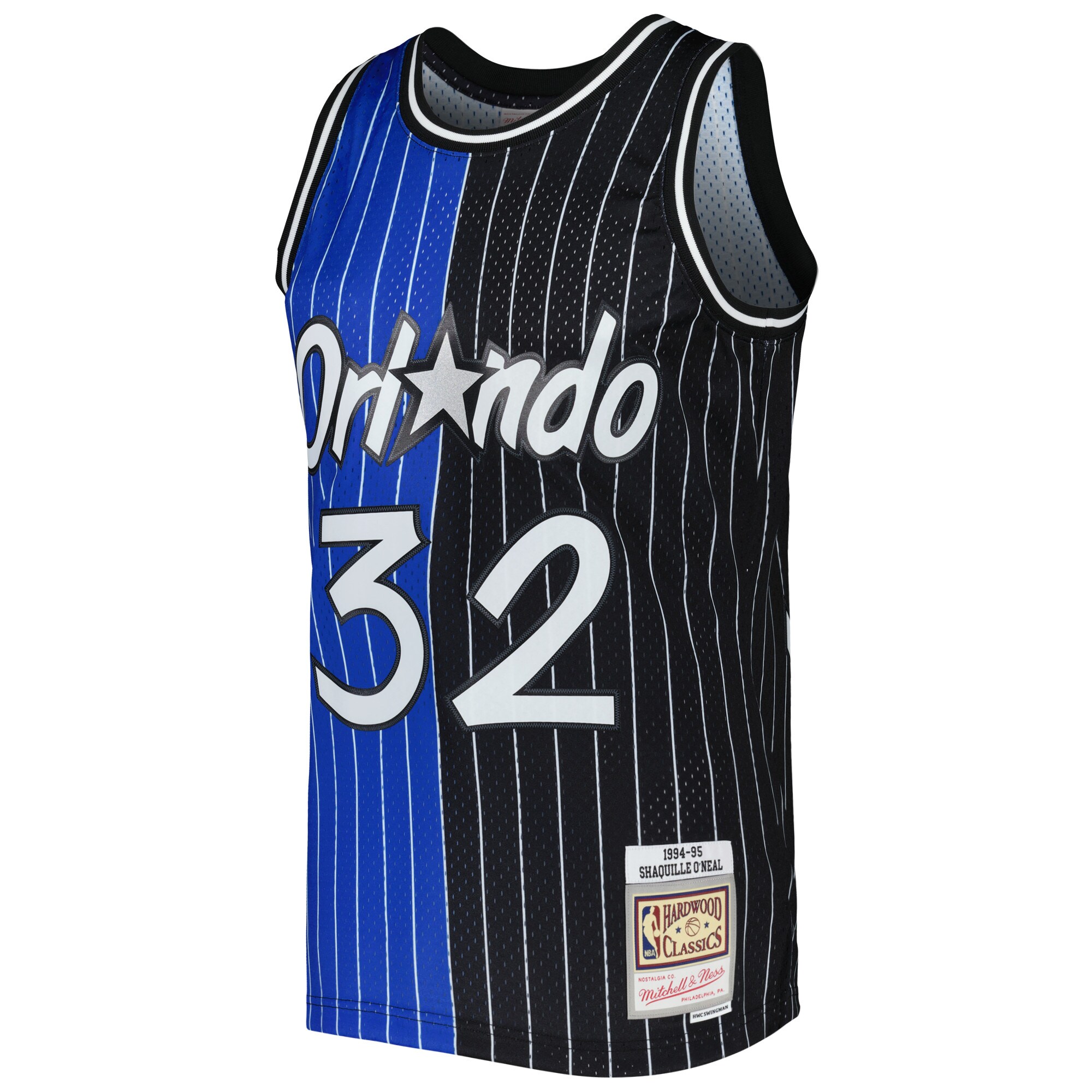 Alternative view of Shaquille O'neal Orlando Magic Mitchell & Ness Hardwood Classics 1994/95 Split Swingman Jersey - Blue/black