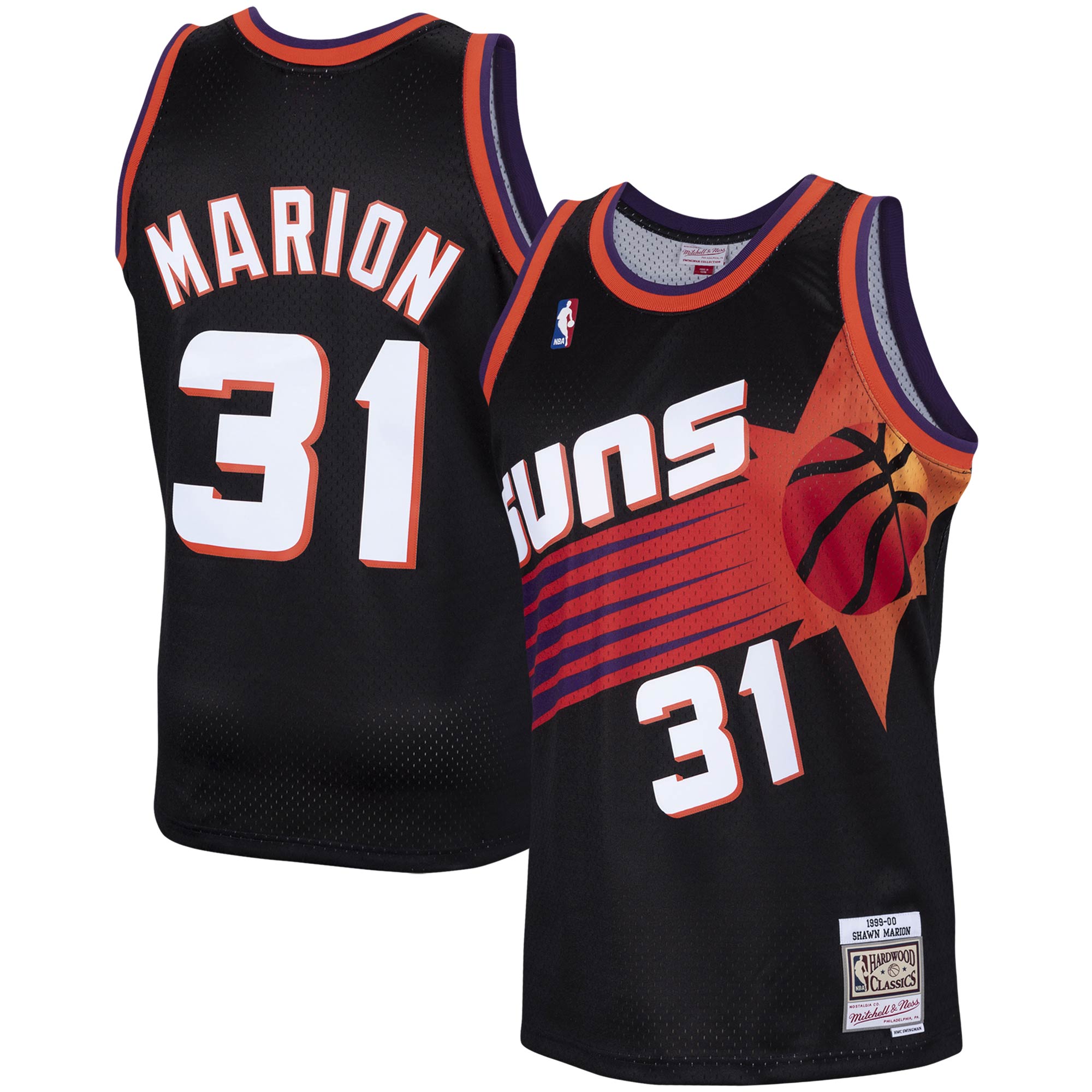 Alternative view of Shawn Marion Phoenix Suns Mitchell & Ness 1999-2000 Hardwood Classics Swingman Player Jersey - Black