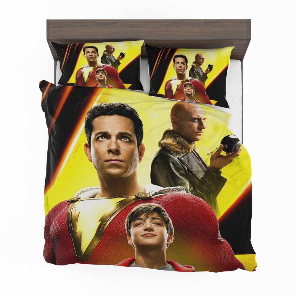 Alternative view of Shazam Movie Zachary Levi Mark Strong Asher Angel Bedding Set - Custom Bedding Set