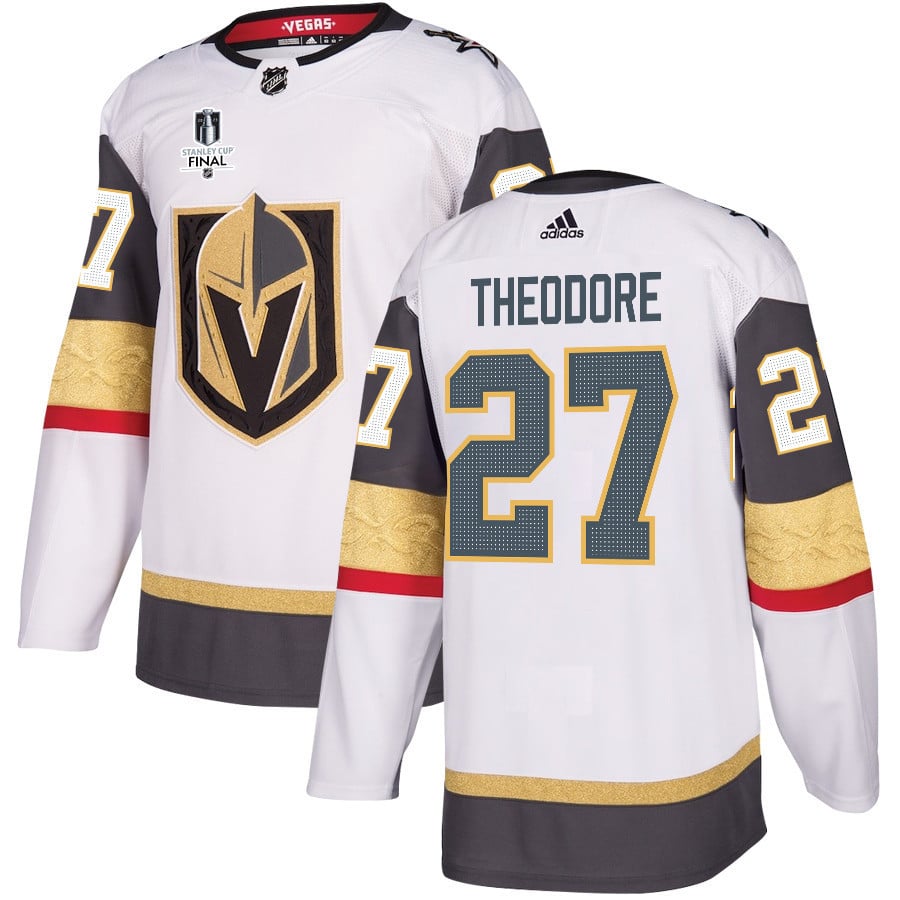 Shea Theodore 27 Vegas Golden Knights Stanley Cup 2023 Final Patch Away Breakaway Men Jersey - White - JS851 