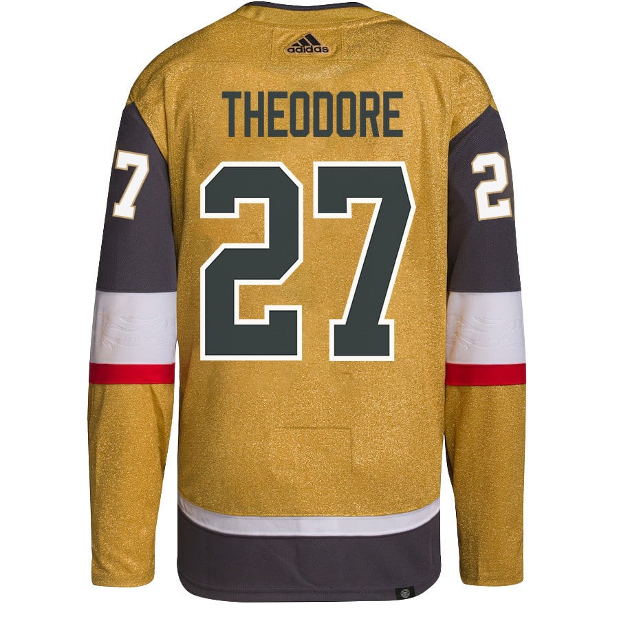 Alternative view of Shea Theodore 27 Vegas Golden Knights Stanley Cup 2023 Final Patch Home Breakaway Men Jersey - Gold - JS398 