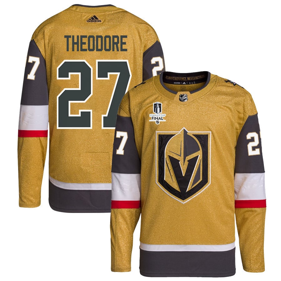 Shea Theodore 27 Vegas Golden Knights Stanley Cup 2023 Final Patch Home Breakaway Men Jersey - Gold - JS398 