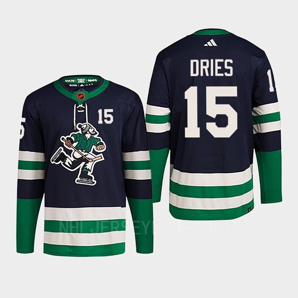 Sheldon Dries 15 Reverse Retro 2.0 2022 Vancouver Canucks Navy Jersey Primegreen - JS670 