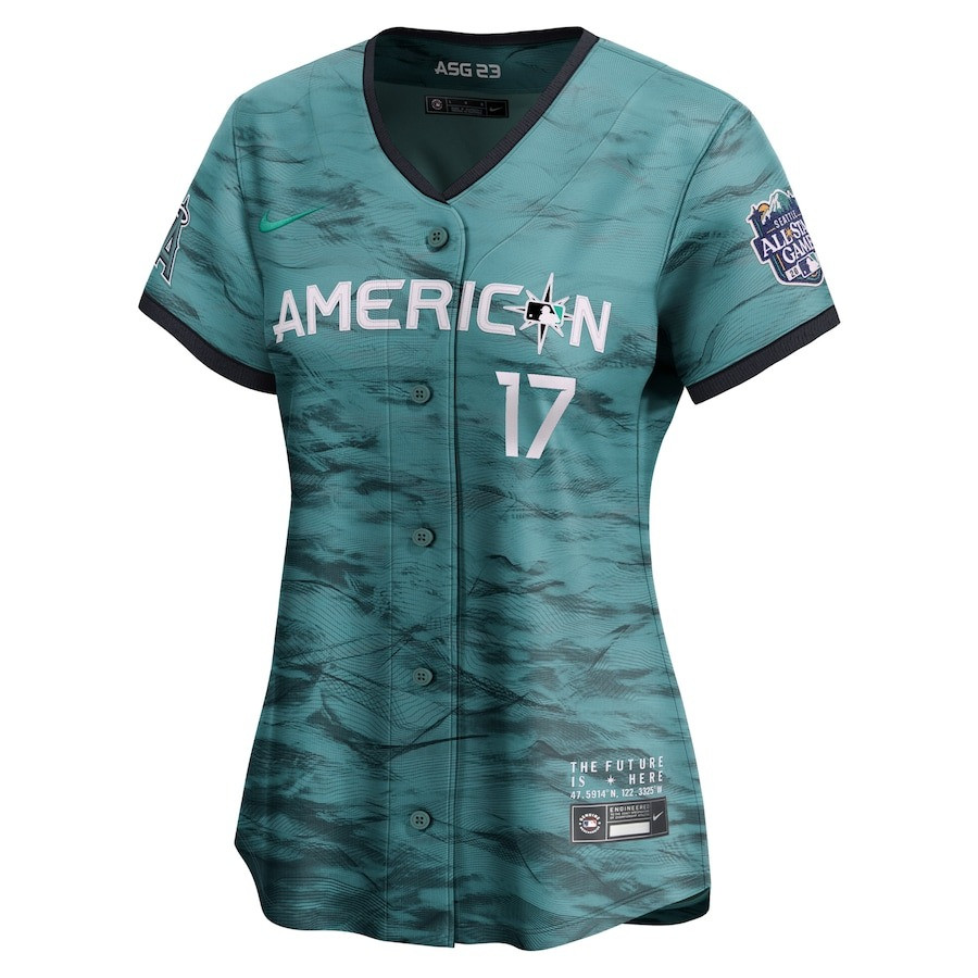 Alternative view of Shohei Ohtani 17 Los Angeles Angels Signed City 2023 All-Star Game Limited Player Women Jersey - Teal 