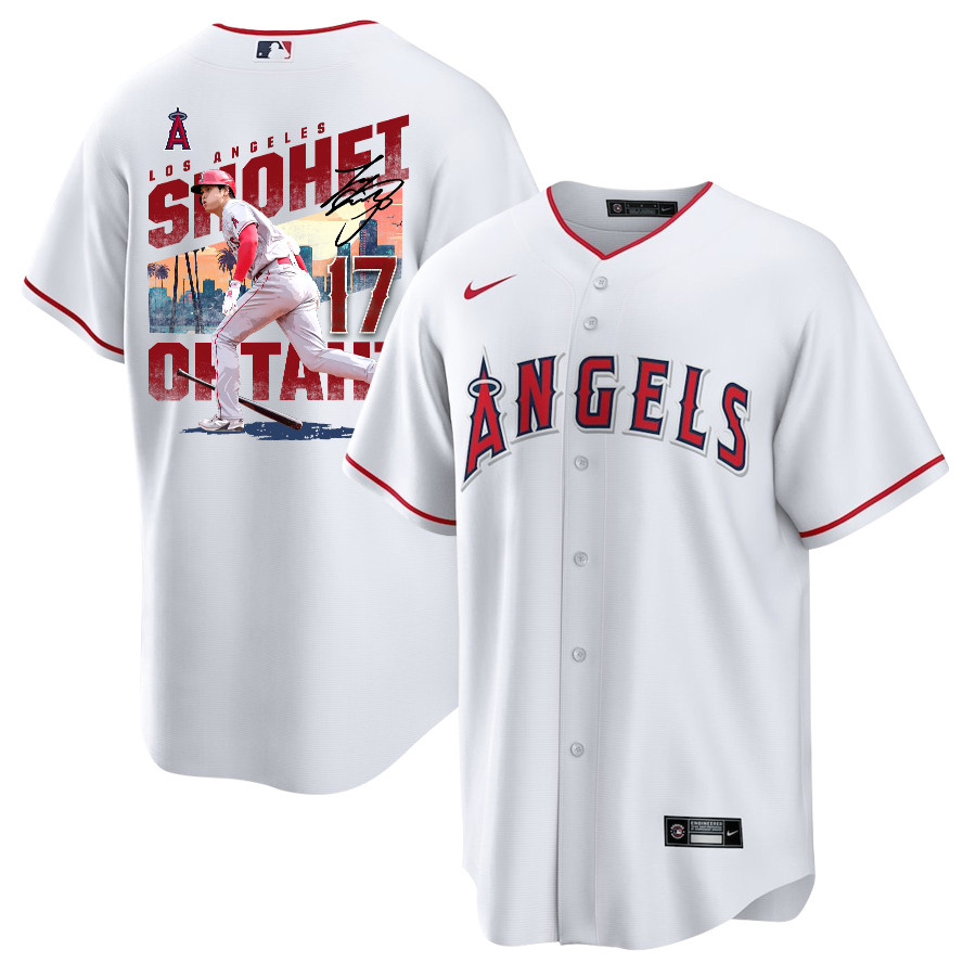 Shohei Ohtani 17 Los Angeles Angels Signed City 2023 Home Player Men Jersey - White 