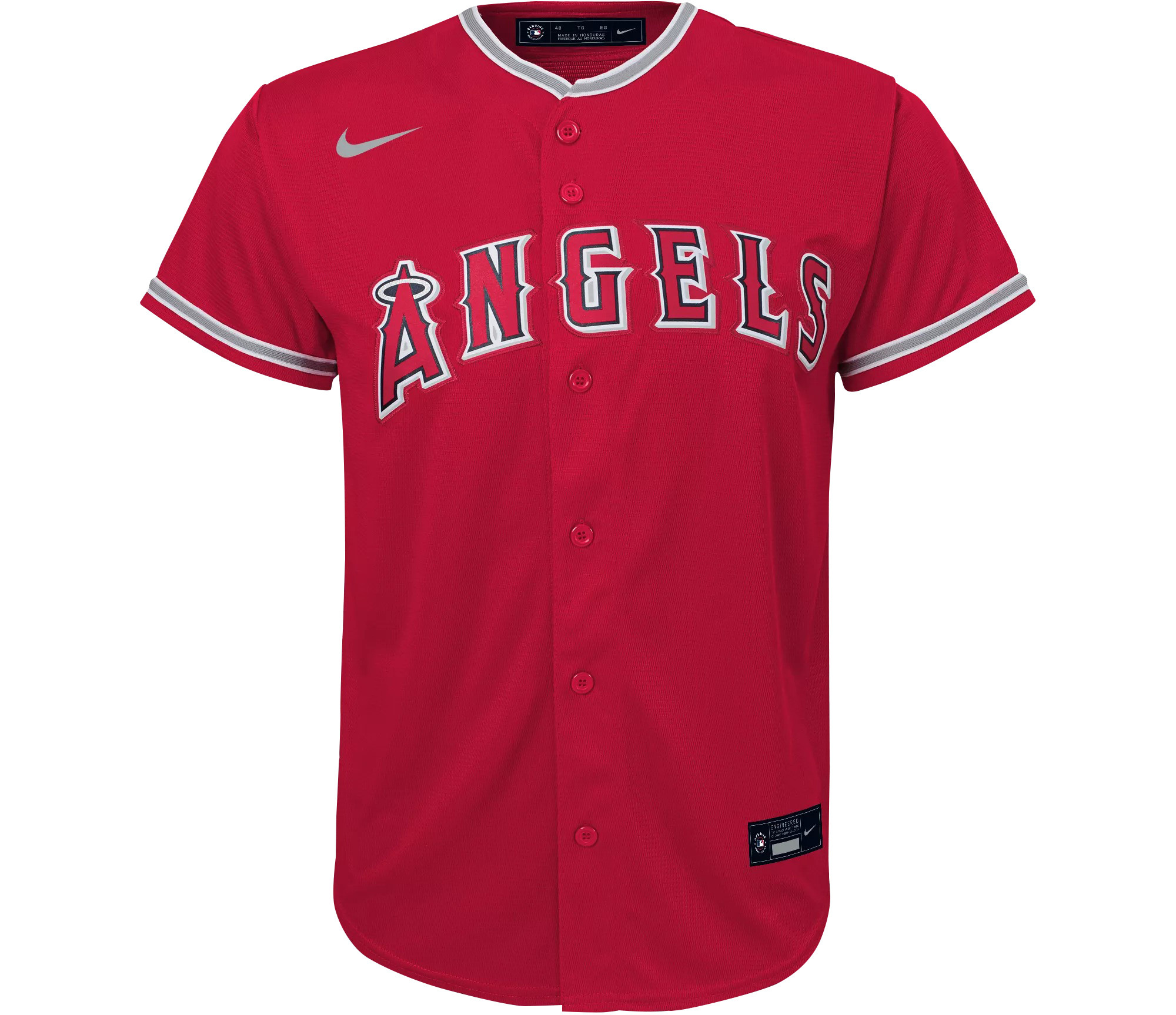 Alternative view of Shohei Ohtani 17 Los Angeles Angels Signed Map 2023 Alternate Player YOUTH Jersey - Red 
