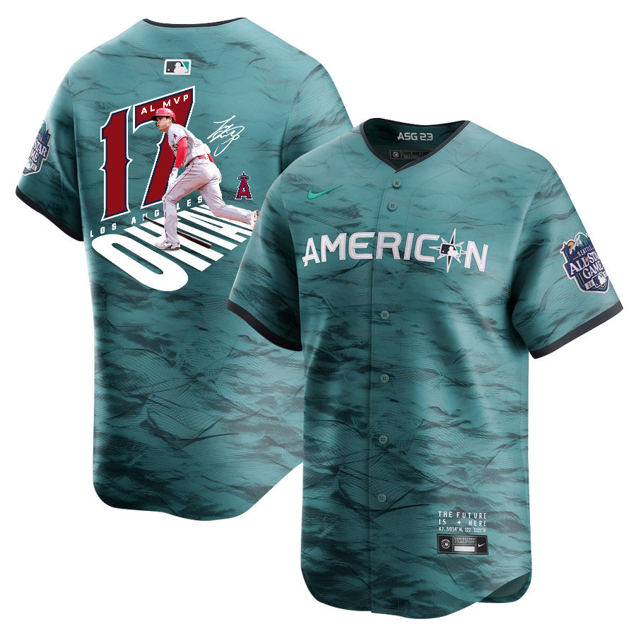 Shohei Ohtani 17 Los Angeles Angels Signed Number 2023 All-Star Game Limited Player Men Jersey - Teal 