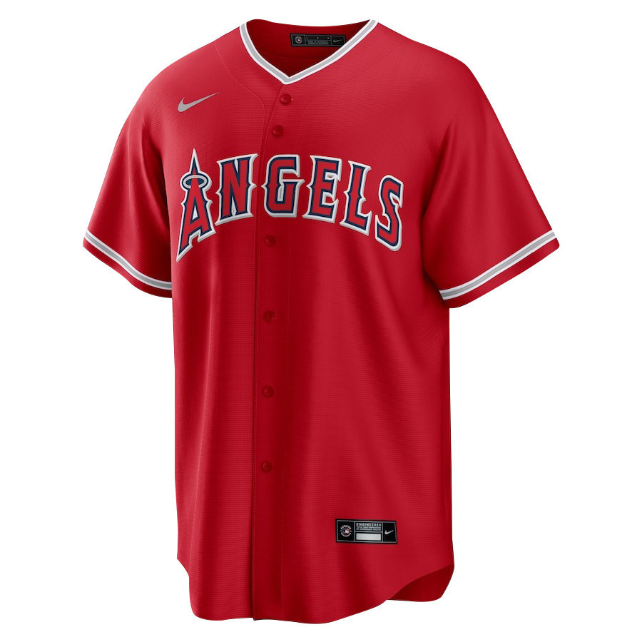 Alternative view of Shohei Ohtani 17 Los Angeles Angels Signed Number 2023 Alternate Player Men Jersey - Red 