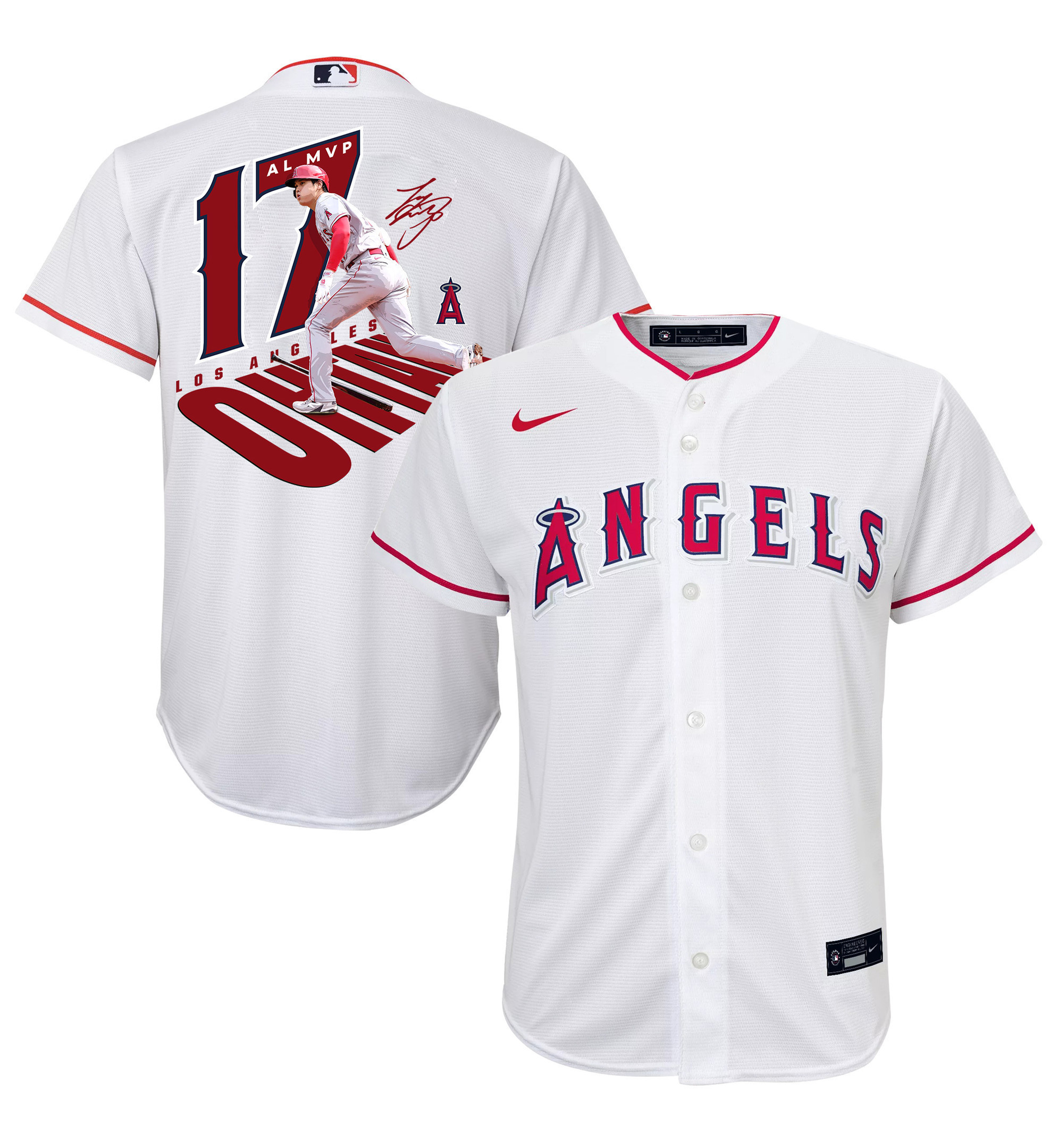 Shohei Ohtani 17 Los Angeles Angels Signed Number 2023 Home Player YOUTH Jersey - White 