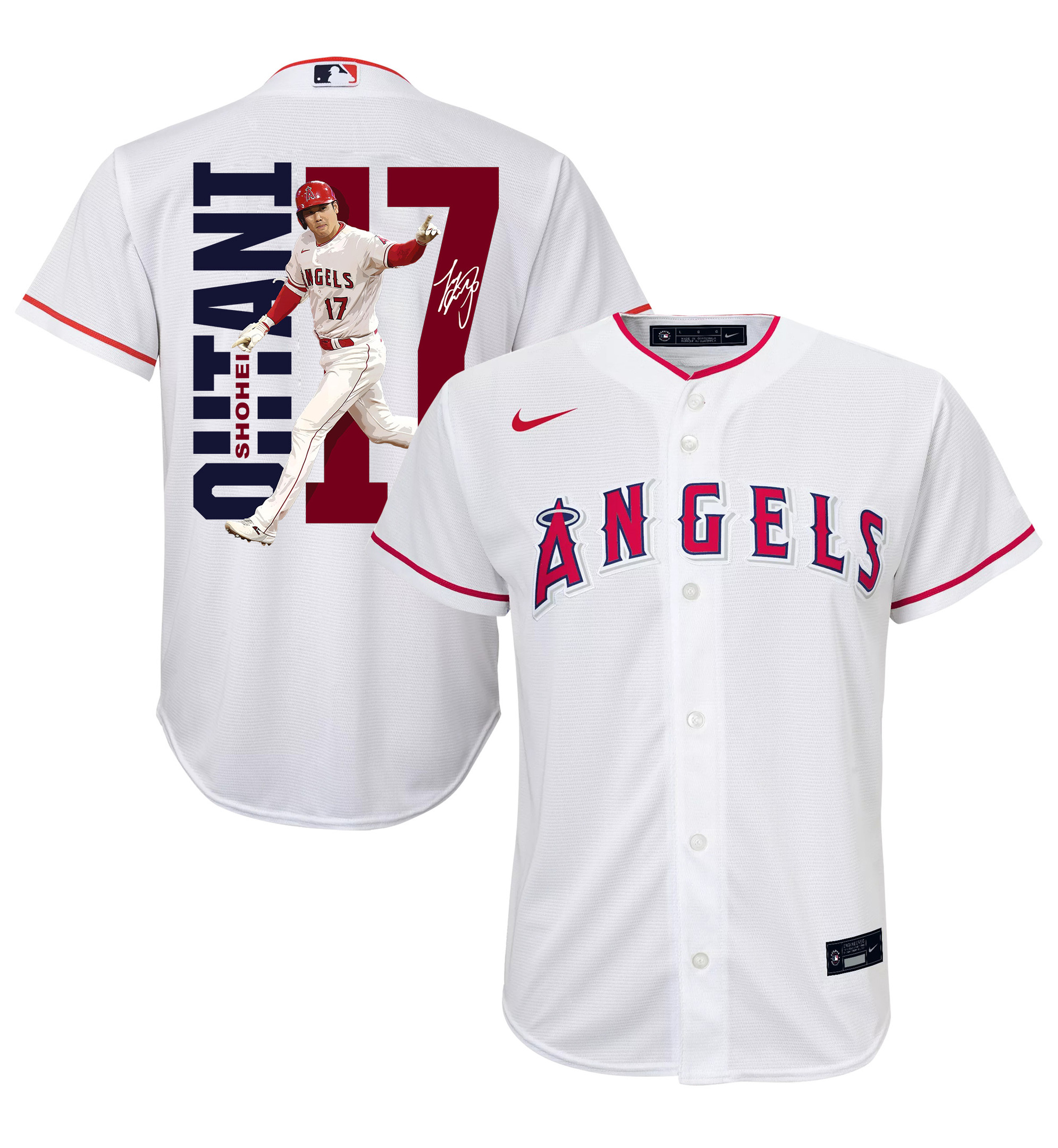 Shohei Ohtani 17 Los Angeles Angels Signed Run 2023 Home Player YOUTH Jersey - White 