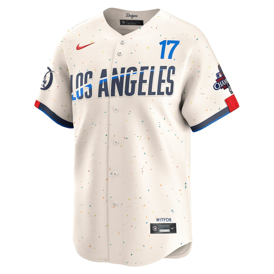 Alternative view of Shohei Ohtani 17 Los Angeles Dodgers 2024 World Series Champions City Connect Limited Player Men Jersey - Cream 