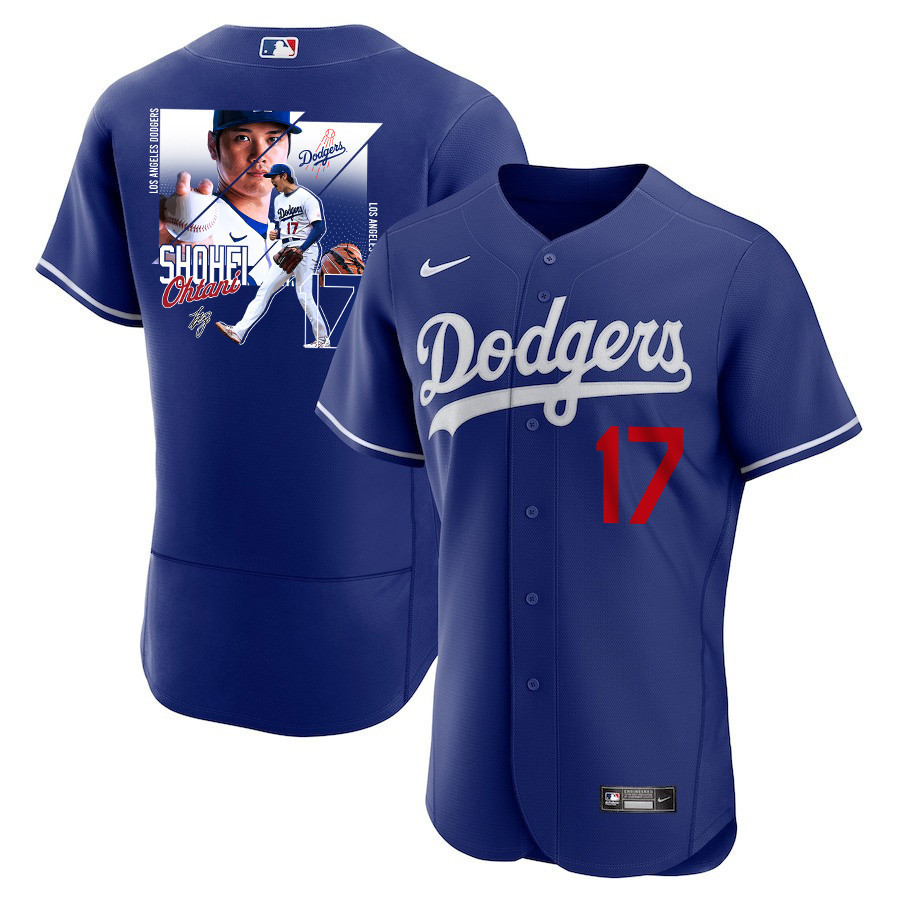 Shohei Ohtani 17 Los Angeles Dodgers Signed Greatest Sho On Earth 2023 Alternate ELITE Men Jersey - Royal 