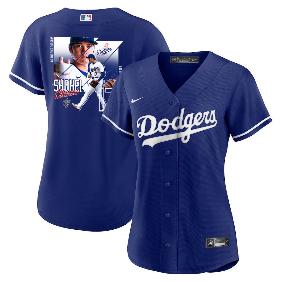 Shohei Ohtani 17 Los Angeles Dodgers Signed Greatest Sho On Earth Alternate Women Jersey - Royal 