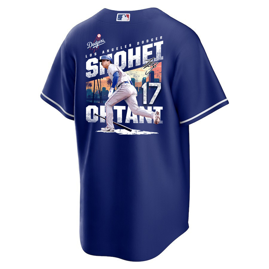 Alternative view of Shohei Ohtani 17 Los Angeles Dodgers Signed Homerun 2023 Alternate Men Jersey - Royal 