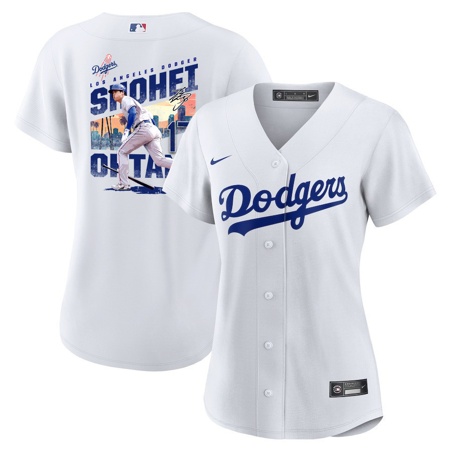 Shohei Ohtani 17 Los Angeles Dodgers Signed Homerun 2023 Home Women Jersey - White 