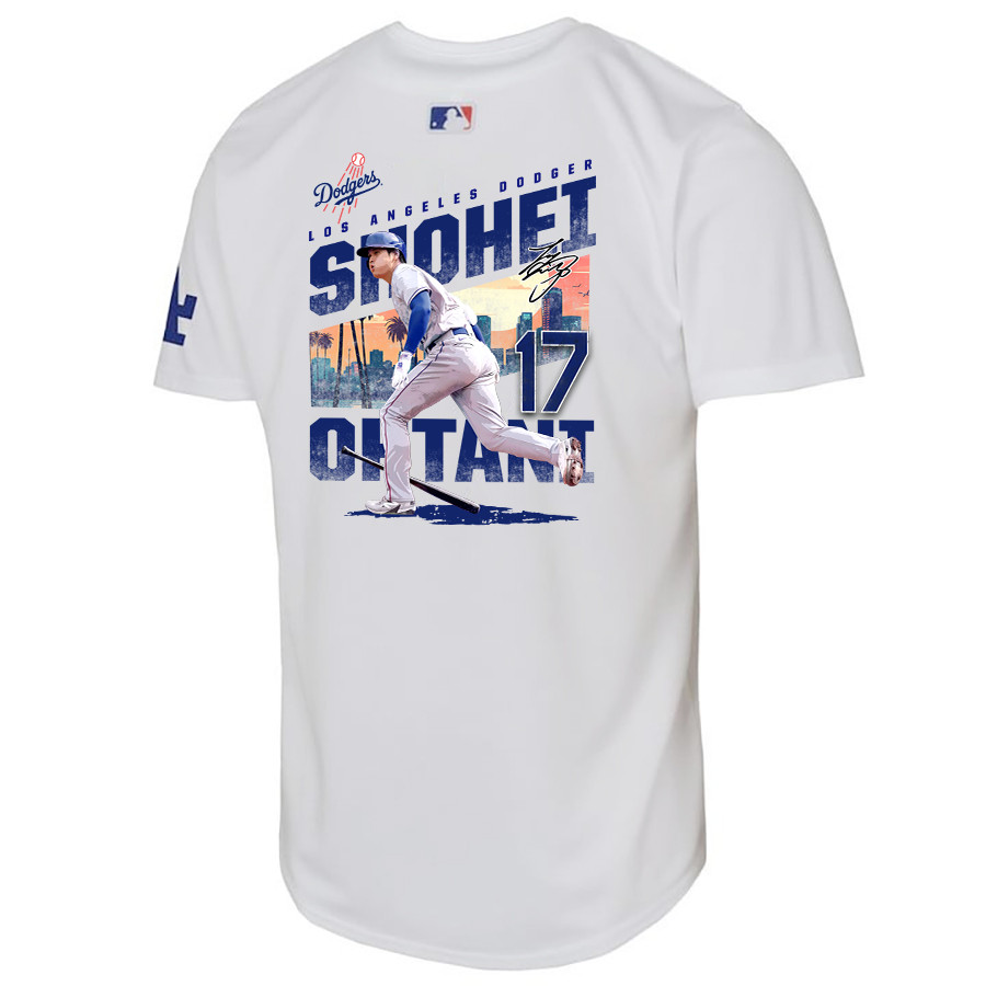 Alternative view of Shohei Ohtani 17 Los Angeles Dodgers Signed Homerun 2023 Youth Home Jersey - White 