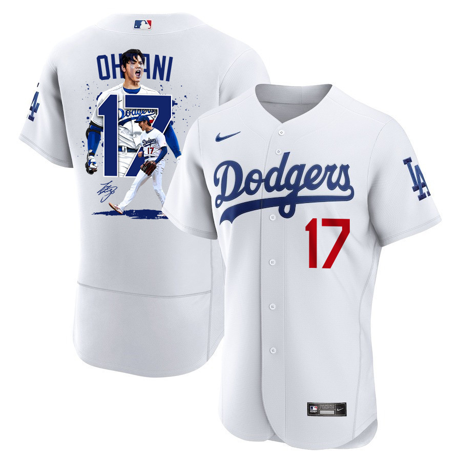 Shohei Ohtani 17 Los Angeles Dodgers Signed Number 2023 Home ELITE Jersey - Men White Jersey 