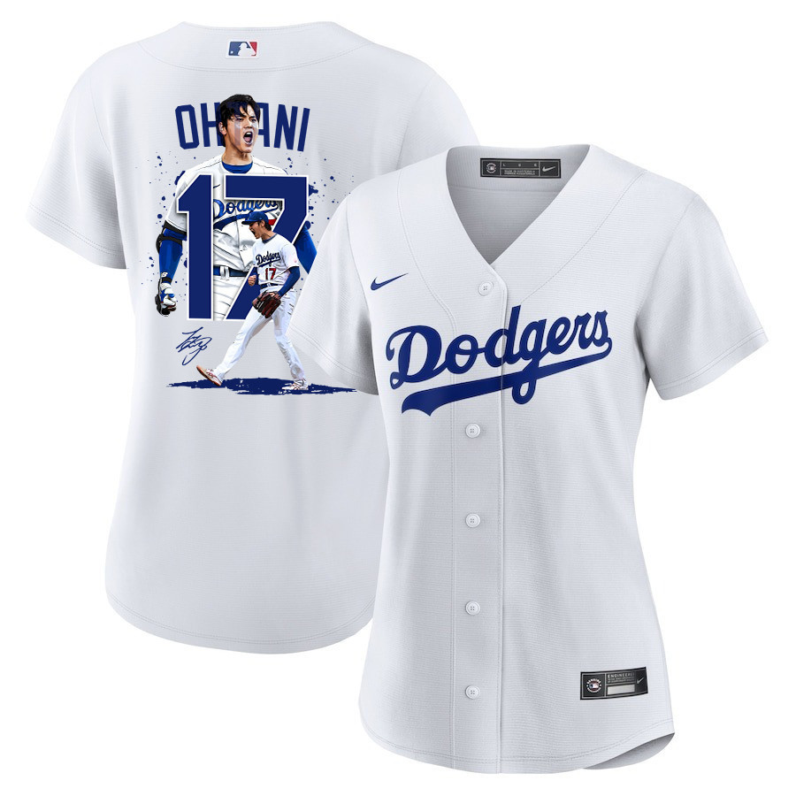 Shohei Ohtani 17 Los Angeles Dodgers Signed Number 2023 Home Women Jersey - White 