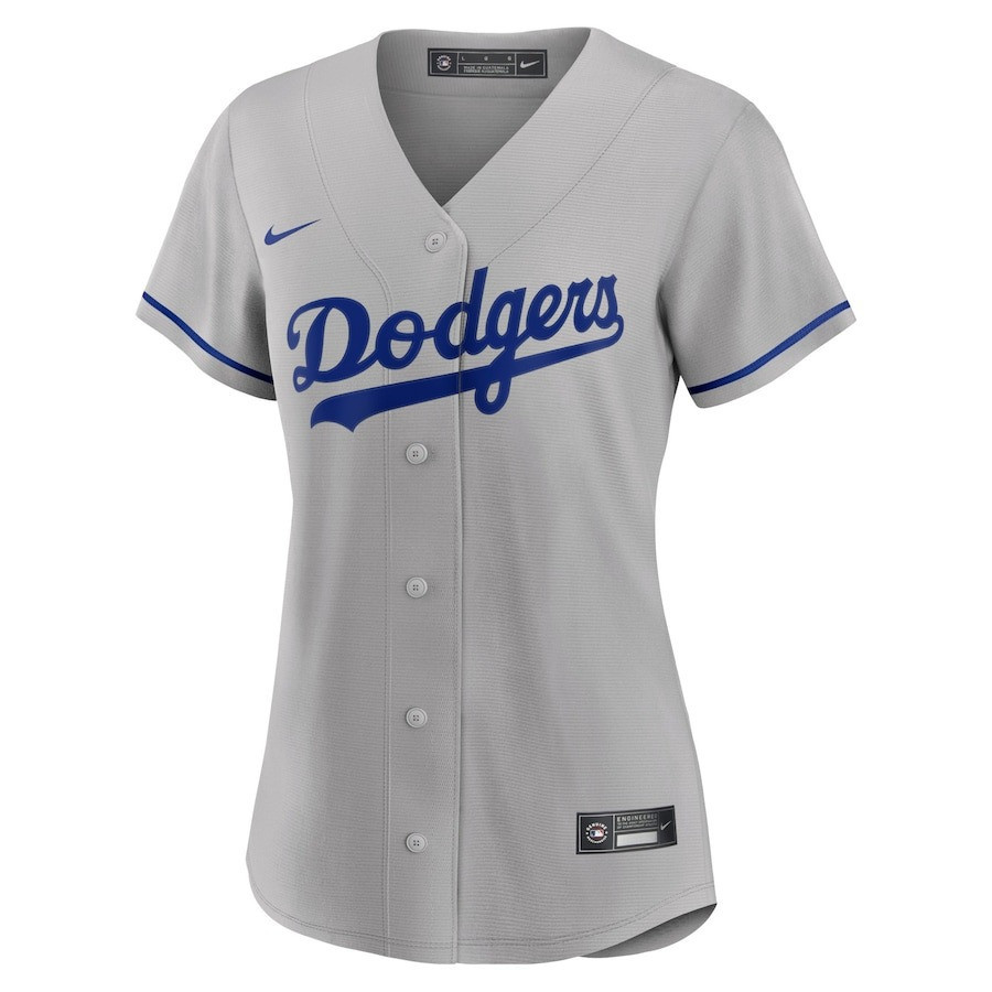 Alternative view of Shohei Ohtani 17 Los Angeles Dodgers Signed Number 2023 Road Women Jersey - Gray 