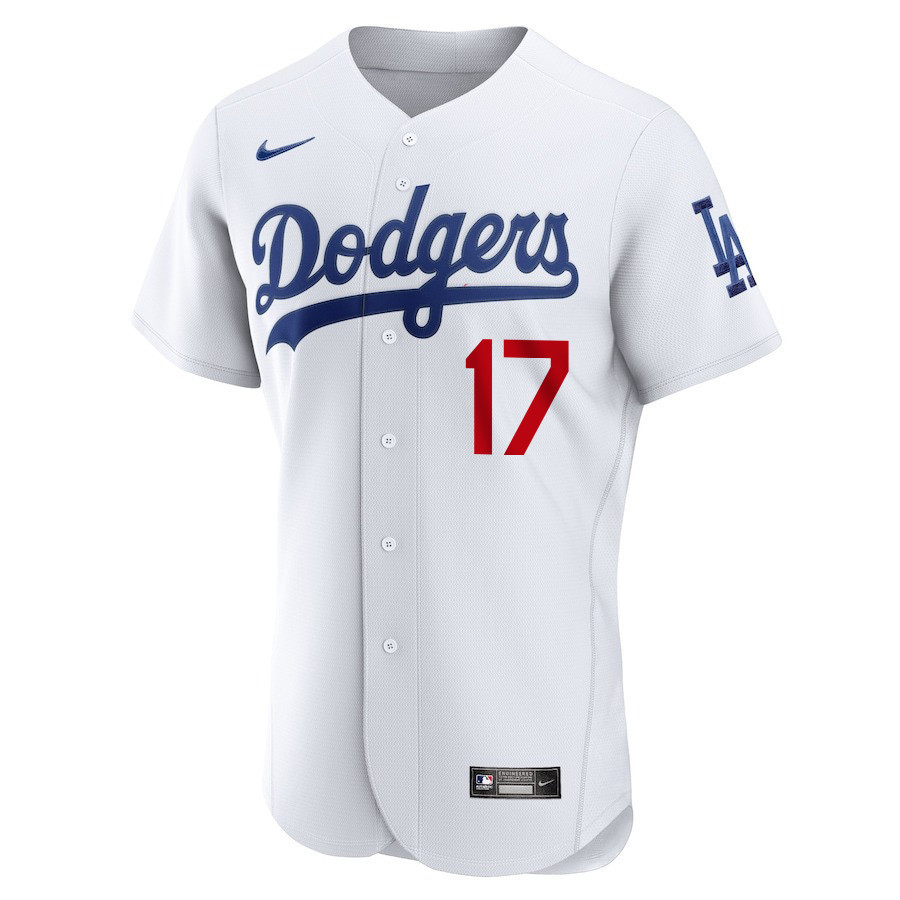 Alternative view of Shohei Ohtani 17 Los Angeles Dodgers Signed Sho King 2023 Home ELITE Jersey - Men White Jersey 