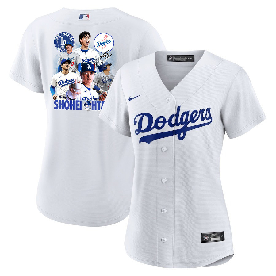 Shohei Ohtani 17 Los Angeles Dodgers Signed Sho King 2023 Home Women Jersey - White 