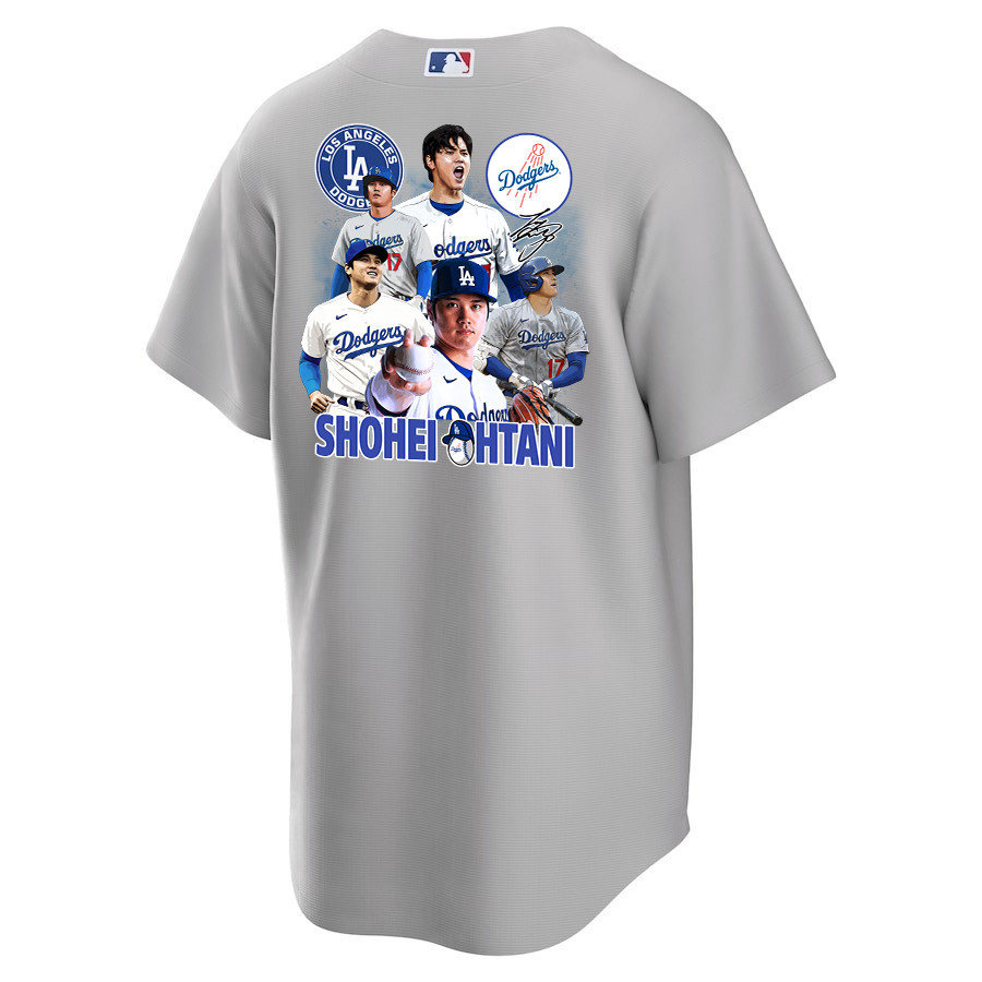 Alternative view of Shohei Ohtani 17 Los Angeles Dodgers Signed Sho King 2023 Road Men Jersey - Gray 