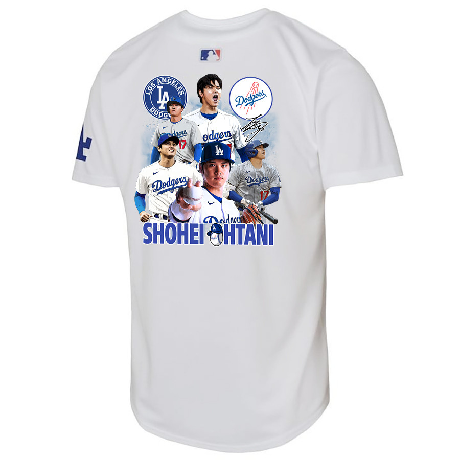 Alternative view of Shohei Ohtani 17 Los Angeles Dodgers Signed Sho King 2023 Youth Home Jersey - White 