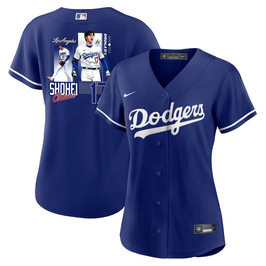 Shohei Ohtani 17 Los Angeles Dodgers Signed Welcome To The Sho Alternate Women Jersey - Royal 