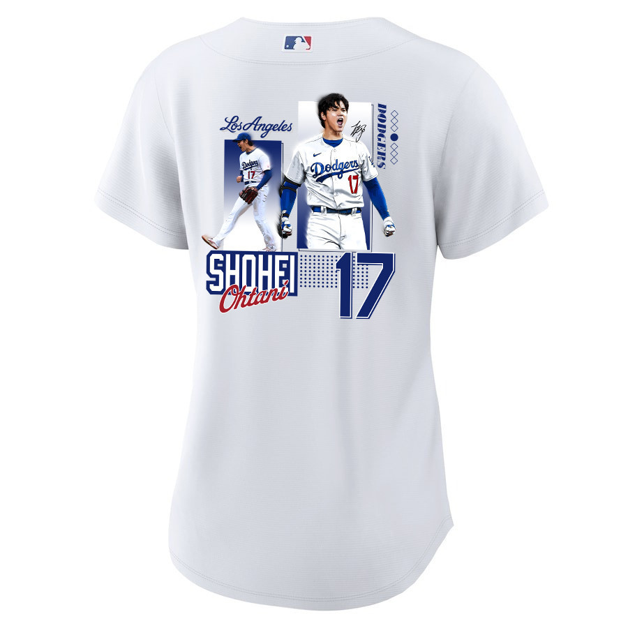 Alternative view of Shohei Ohtani 17 Los Angeles Dodgers Signed Welcome To The Sho Home Women Jersey - White 
