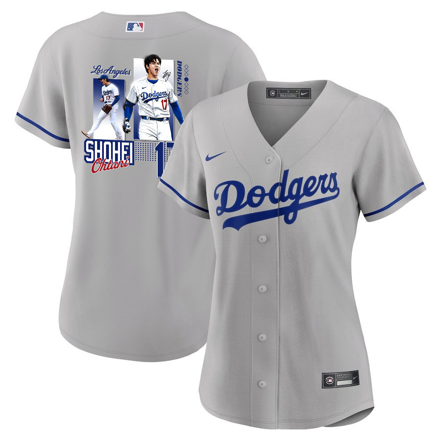 Shohei Ohtani 17 Los Angeles Dodgers Signed Welcome To The Sho Women Jersey - Gray 