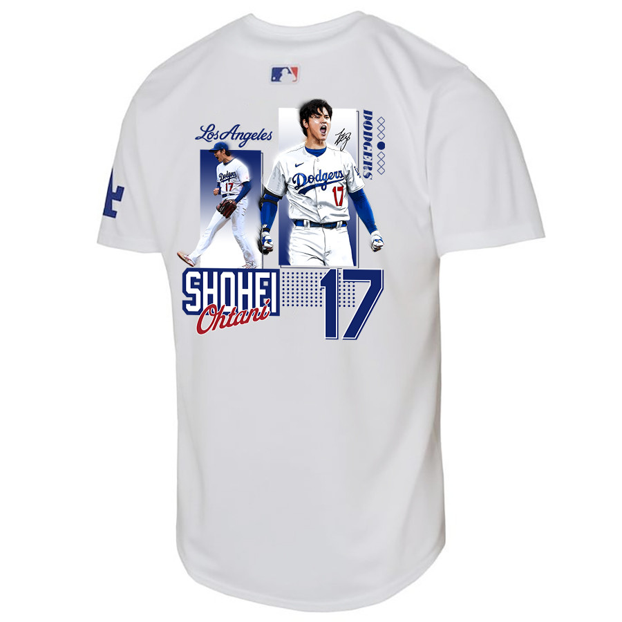 Alternative view of Shohei Ohtani 17 Los Angeles Dodgers Signed Welcome To The Sho Youth Home Jersey - White 
