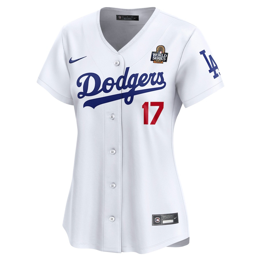 Alternative view of Shohei Ohtani 17 Los Angeles Dodgers Women's 2024 World Series Limited Player Jersey - White 