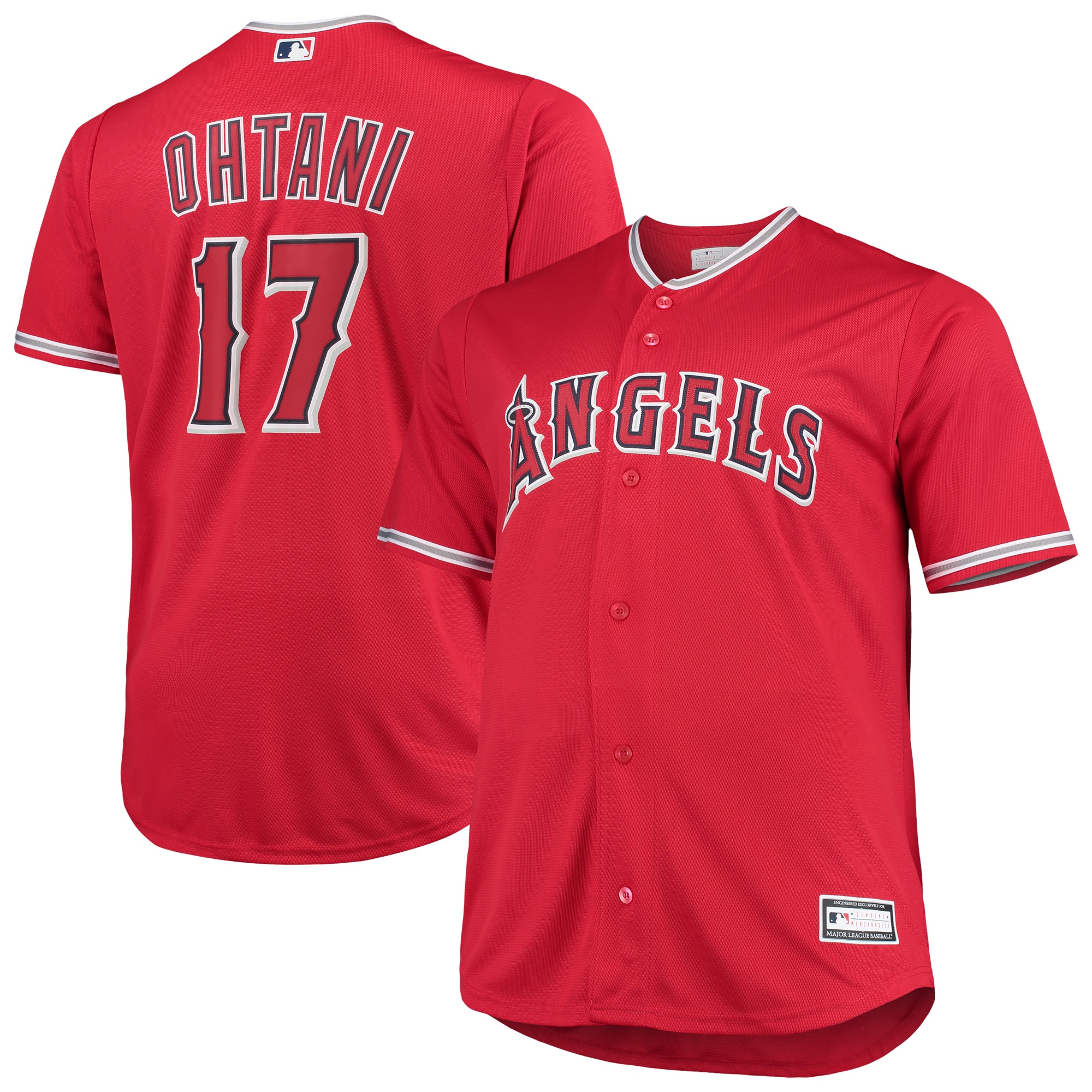 Alternative view of Shohei Ohtani Los Angeles Angels Big & Tall Replica Player Jersey - Red