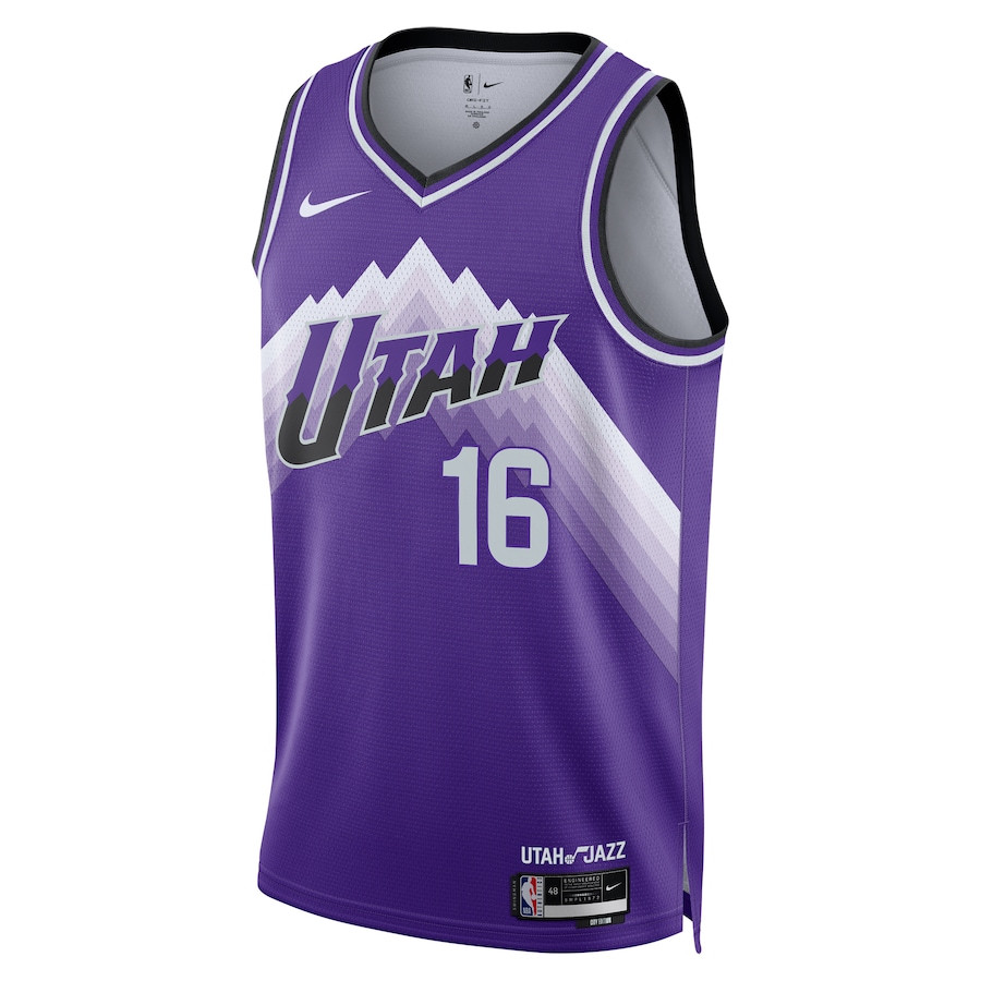 Alternative view of Simone Fontecchio 16 Utah Jazz 2023/24 City Edition Swingman Jersey - Purple - JS654 