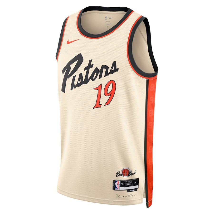 Alternative view of Simone Fontecchio 19 Detroit Pistons Unisex 2024/25 Swingman Player Jersey - City Edition - Cream - JS159 