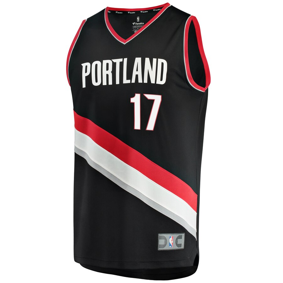 Alternative view of Skal Labissiere Portland Trail Blazers Fanatics Branded Fast Break Replica Jersey Black - Icon Edition