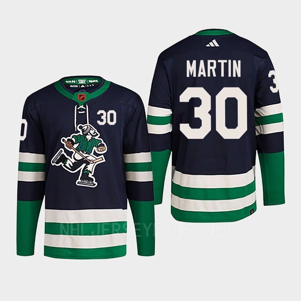 Spencer Martin 30 Reverse Retro 2.0 2022 Vancouver Canucks Navy Jersey Primegreen - JS795 