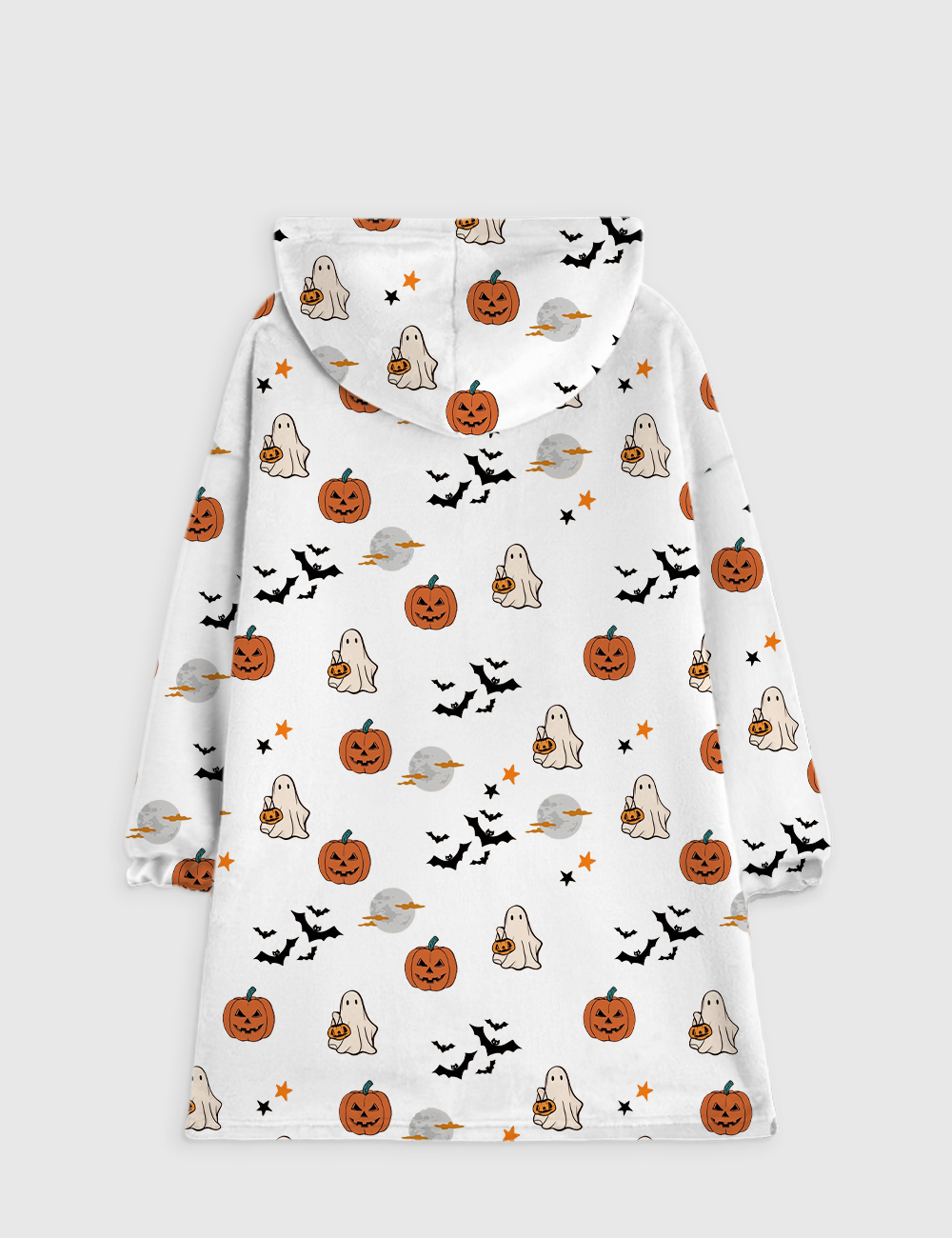 Alternative view of Spirit Halloween Pumpkin Boo Flannel Blanket Hoodie