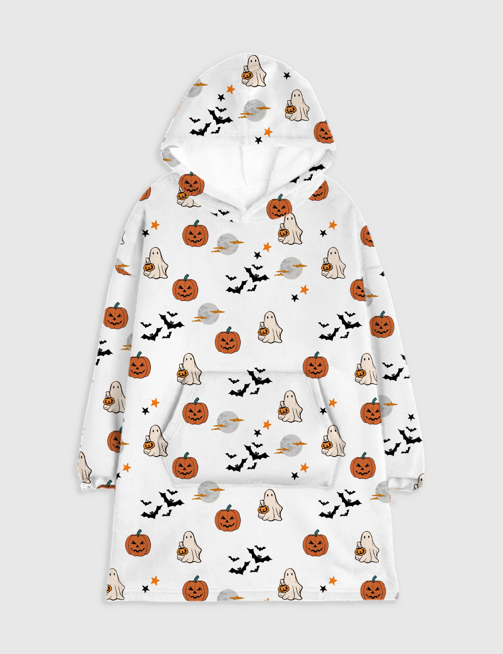 Spirit Halloween Pumpkin Boo Flannel Blanket Hoodie