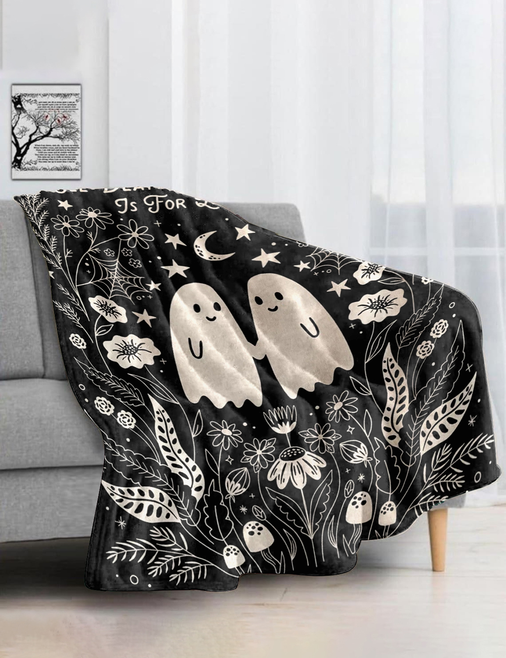 Spooky Couple Funny Wedding Anniversary Valentines Present Halloween Goth Blanket