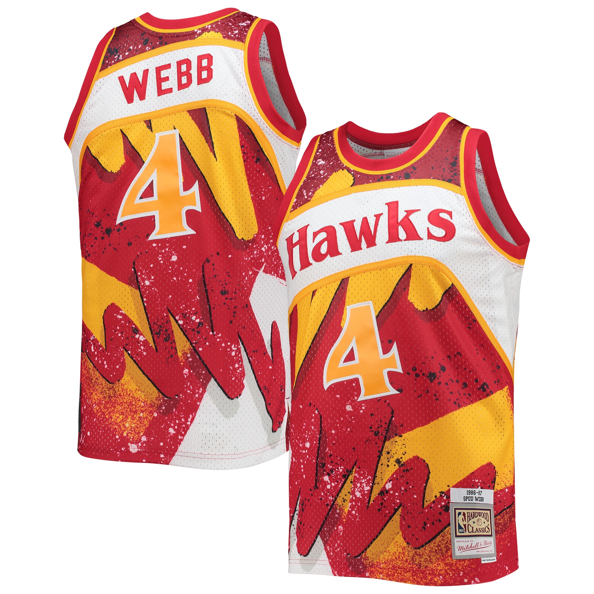 Alternative view of Spud Webb Atlanta Hawks Mitchell & Ness Hardwood Classics 1986/87 Hyper Hoops Swingman Jersey - Red