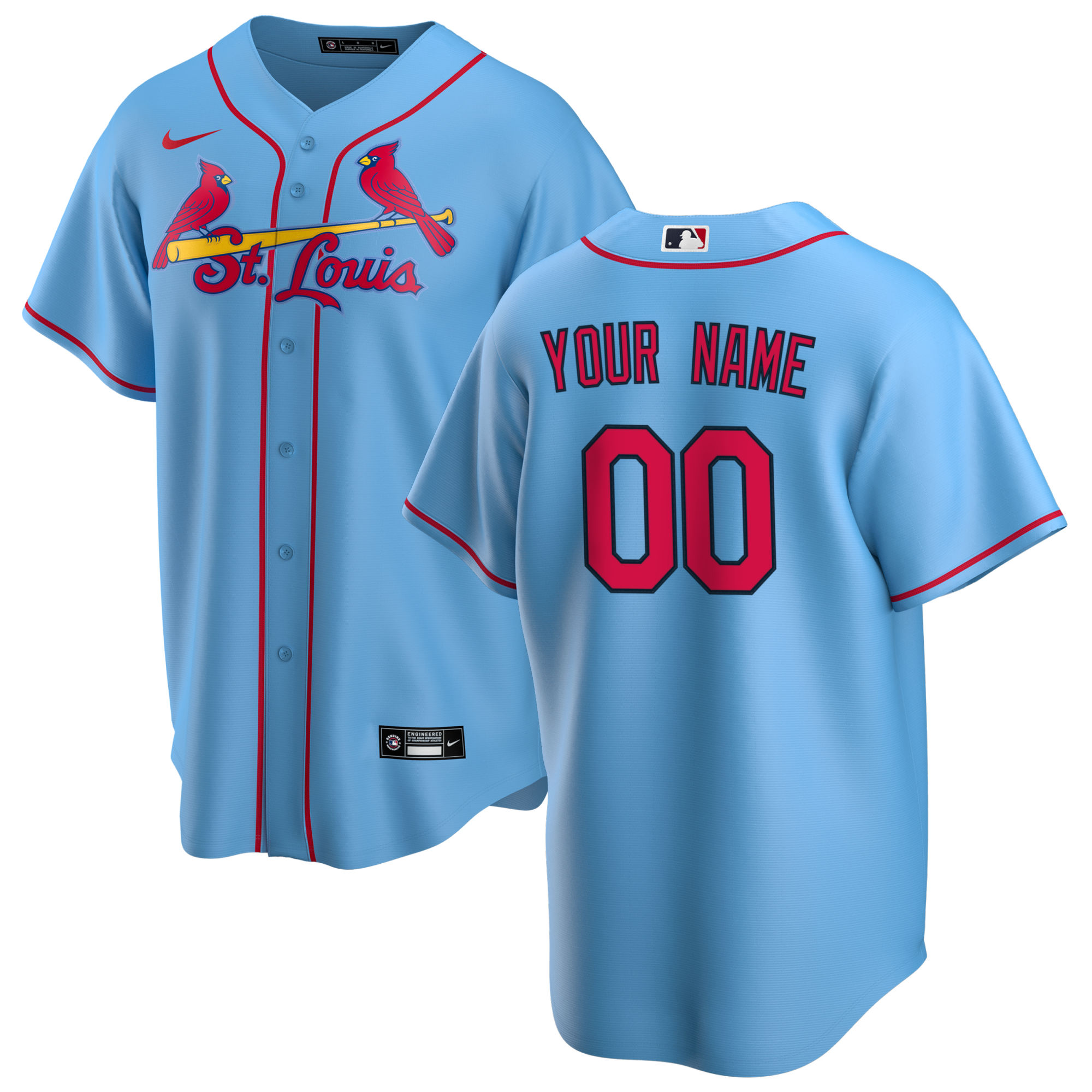 St. Louis Cardinals Alternate Replica Custom Jersey - Light Blue