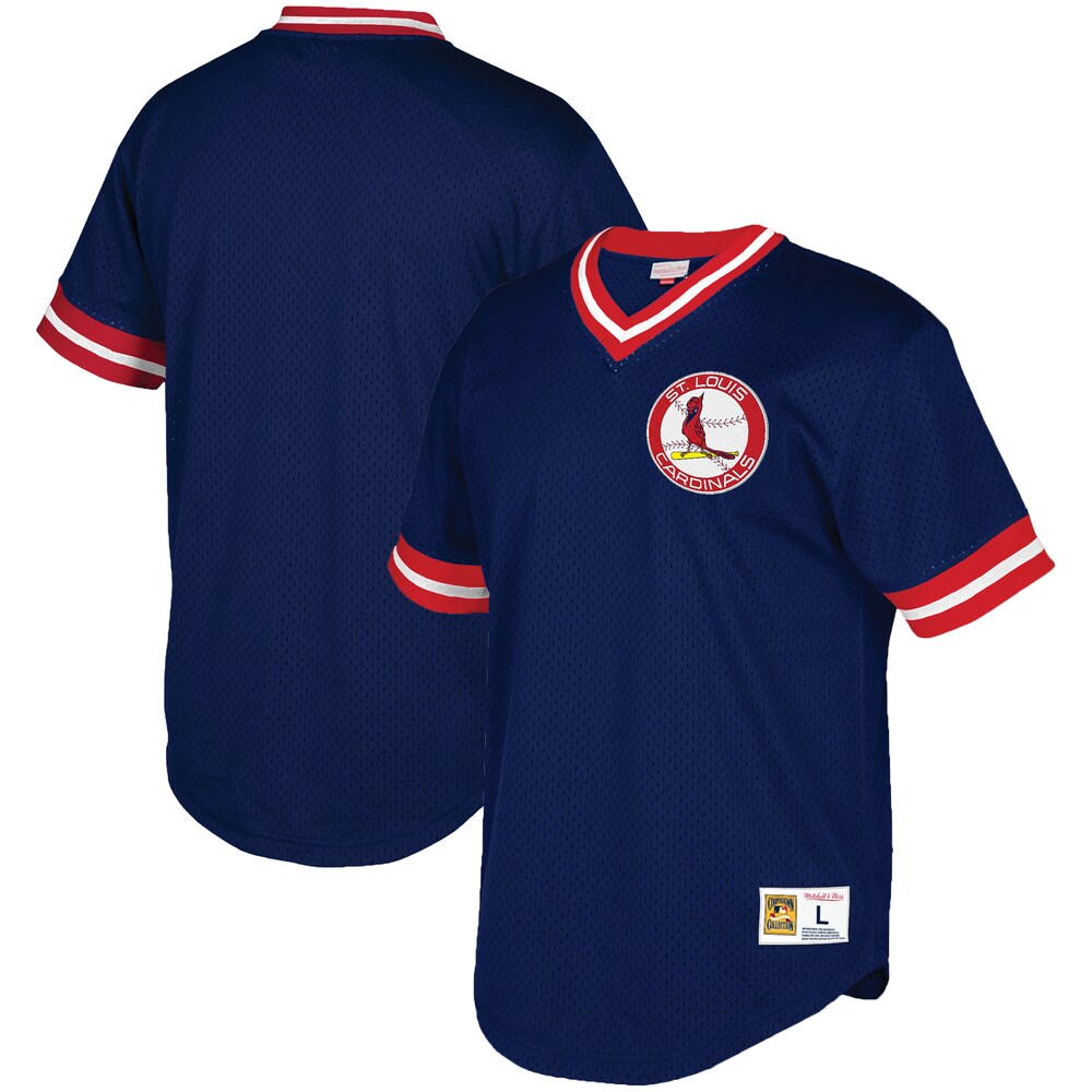 St. Louis Cardinals Mitchell & Ness Big & Tall Mesh V-neck Jersey - Navy