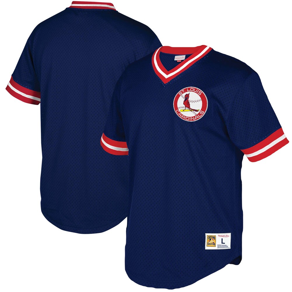 St. Louis Cardinals Mitchell & Ness Mesh V-neck Jersey - Navy